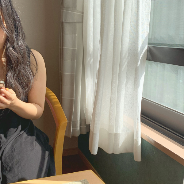 よもぎ蒸しを体験したお客様のお写真（女性）